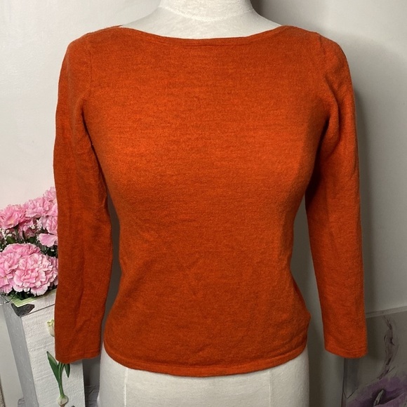 🌷Paul Costelloe🌷 Burnt Orange 100% Merino Wool Crop Sweater - Picture 2 of 11